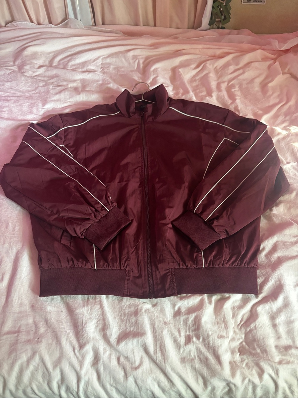 Cotton Candy LA Maroon Windbreaker Jacket with Reflective Piping